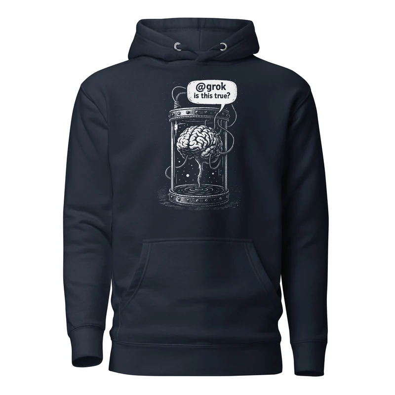 Brain in a vat asking AI - Premium Hoodie