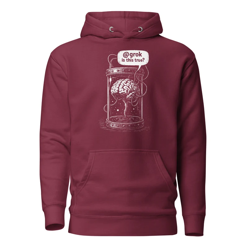Brain in a vat asking AI - Premium Hoodie