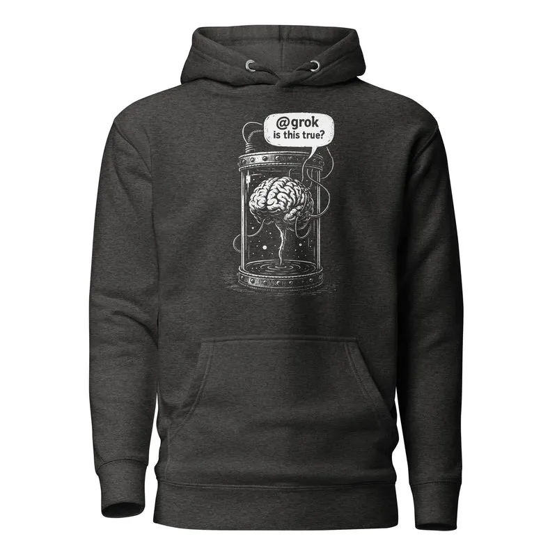 Brain in a vat asking AI - Premium Hoodie