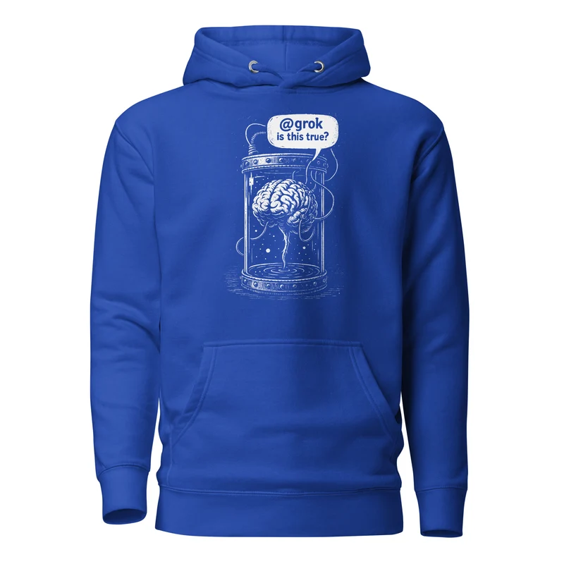 Brain in a vat asking AI - Premium Hoodie