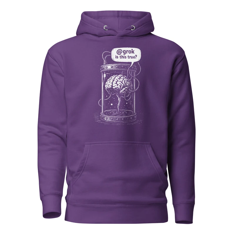 Brain in a vat asking AI - Premium Hoodie
