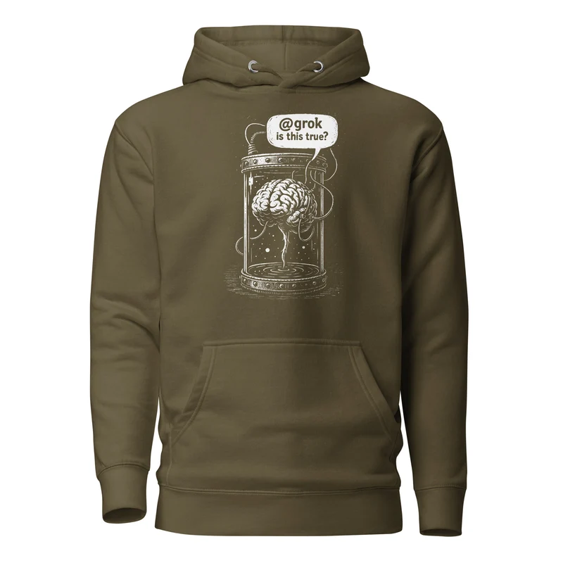 Brain in a vat asking AI - Premium Hoodie