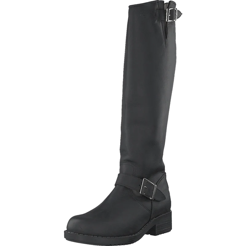 High Zip Back Black Shiny Silver