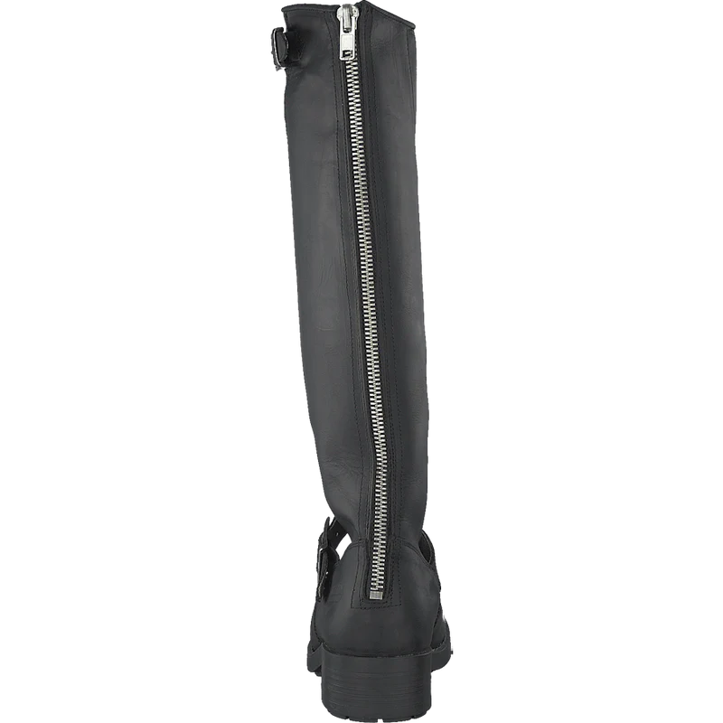 High Zip Back Black Shiny Silver