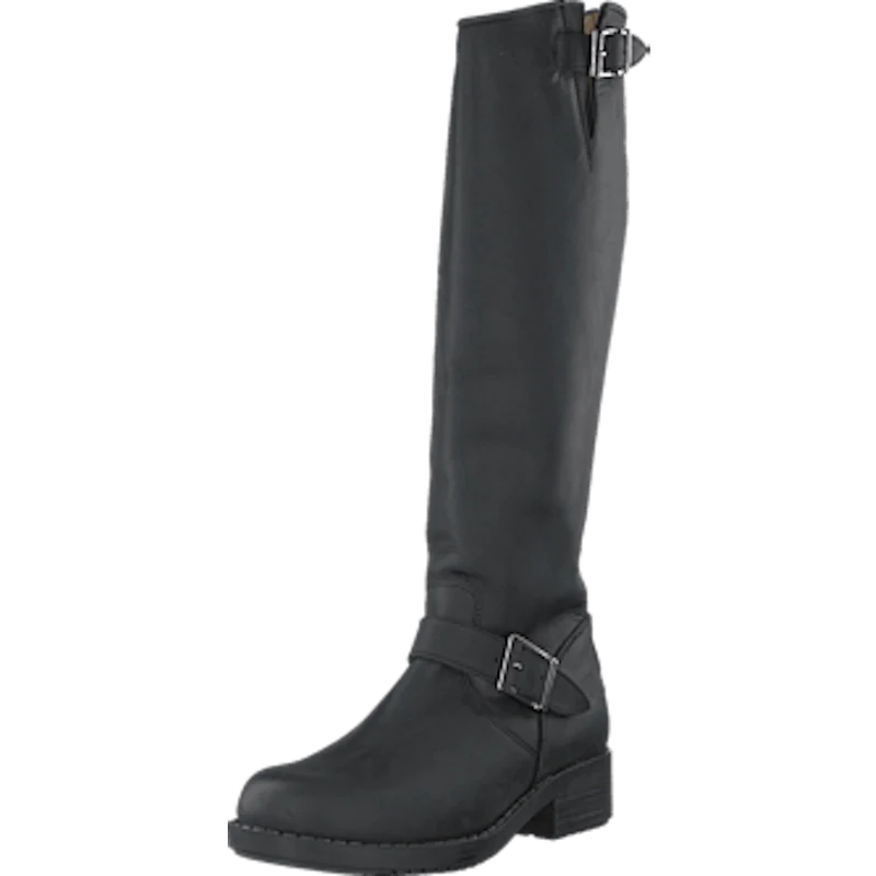 High Zip Back Black Shiny Silver