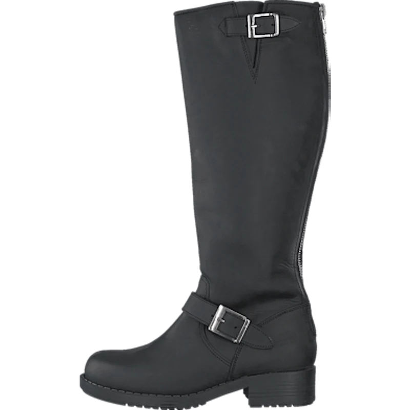 High Zip Back Black Shiny Silver
