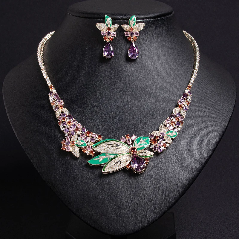 Floral Necklace and Earring Set