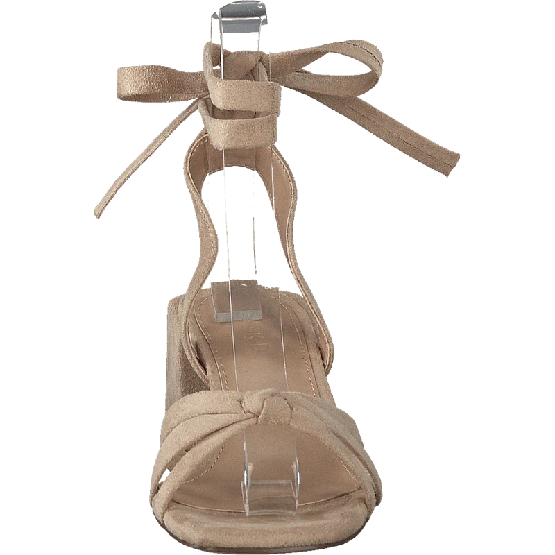 Faux Suede Ankle Strap Heels Beige
