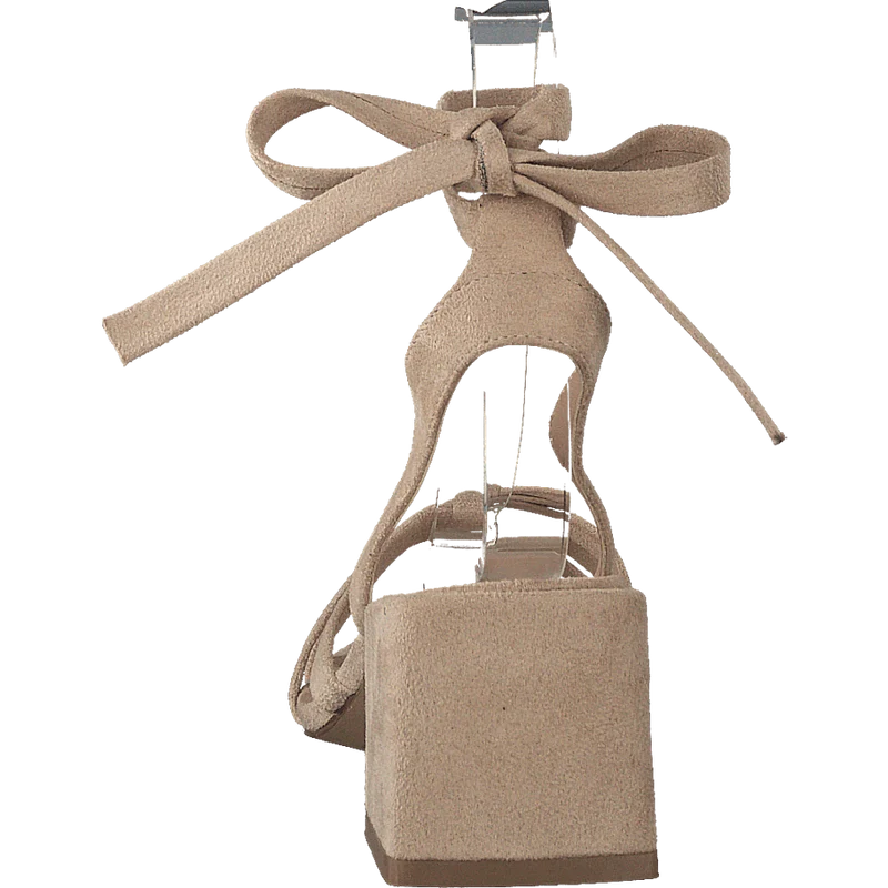 Faux Suede Ankle Strap Heels Beige