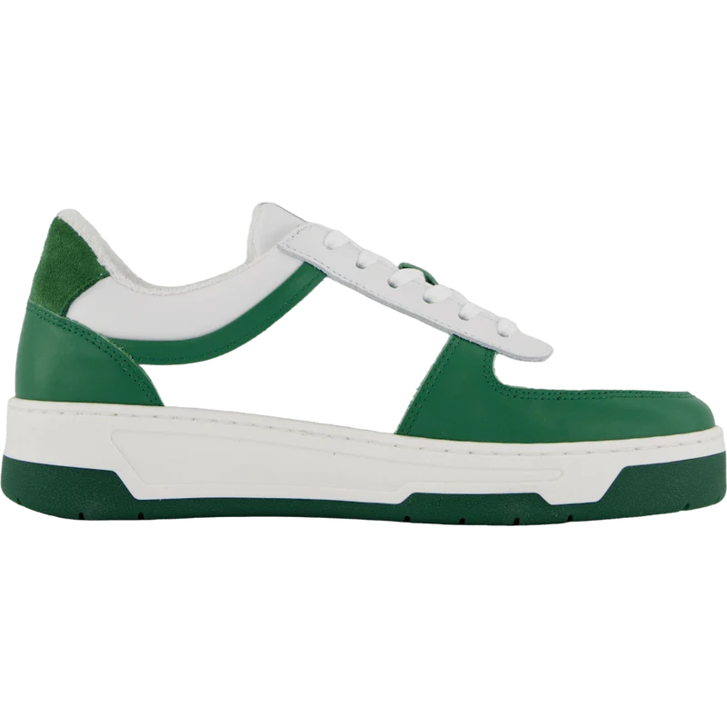 The Ella White Leather/green