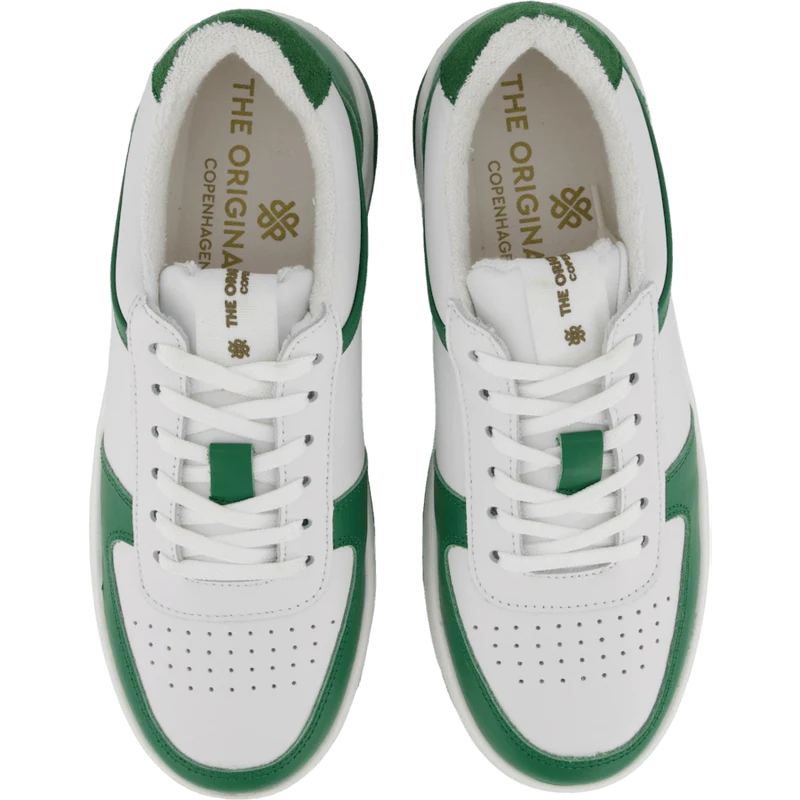 The Ella White Leather/green