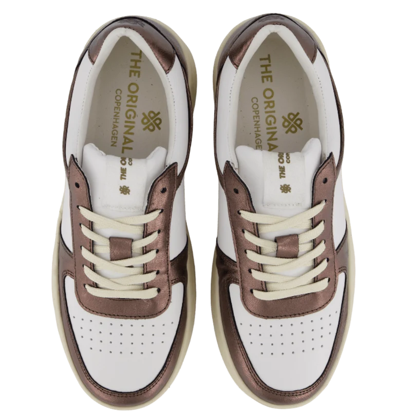 The Ella 2.0 White Leather/bronze