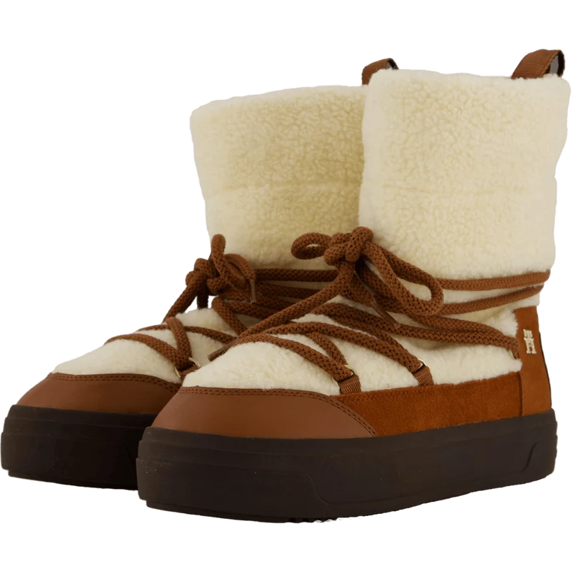 Lace-up Faux Shearling Snowboo Cognac Brown