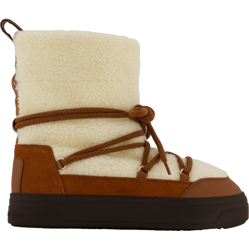 Lace-up Faux Shearling Snowboo Cognac Brown