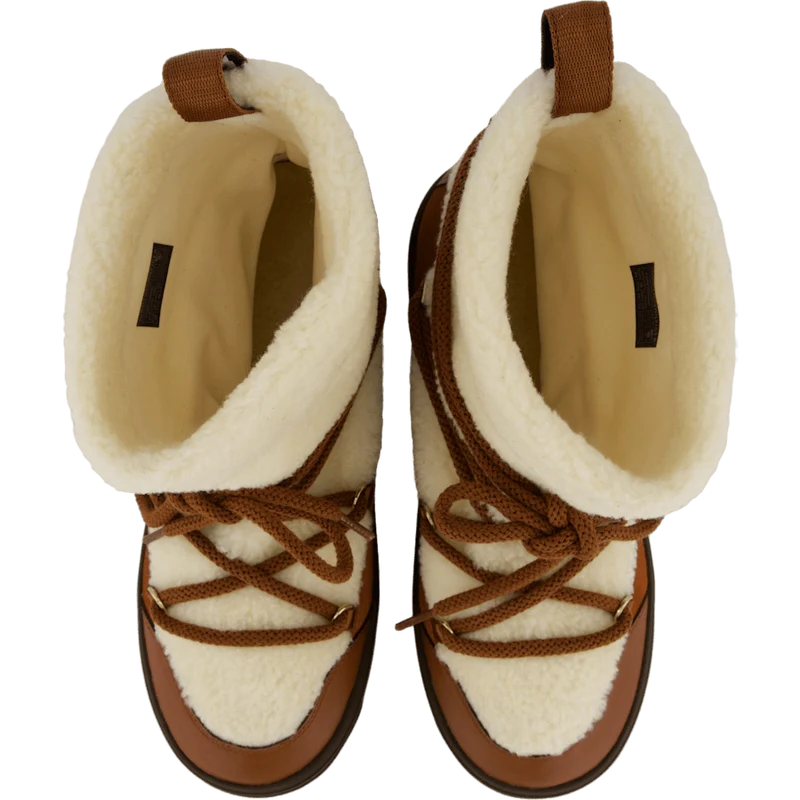 Lace-up Faux Shearling Snowboo Cognac Brown