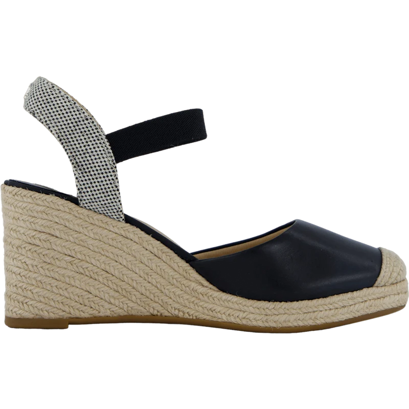 Pearle II Leather & Canvas Espadrille Black / Natural / Black