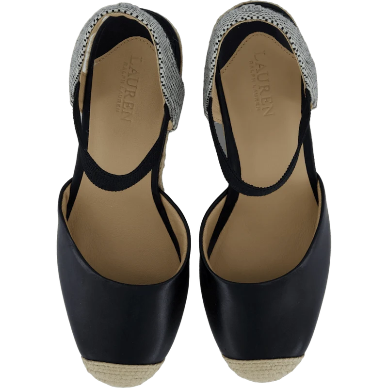 Pearle II Leather & Canvas Espadrille Black / Natural / Black