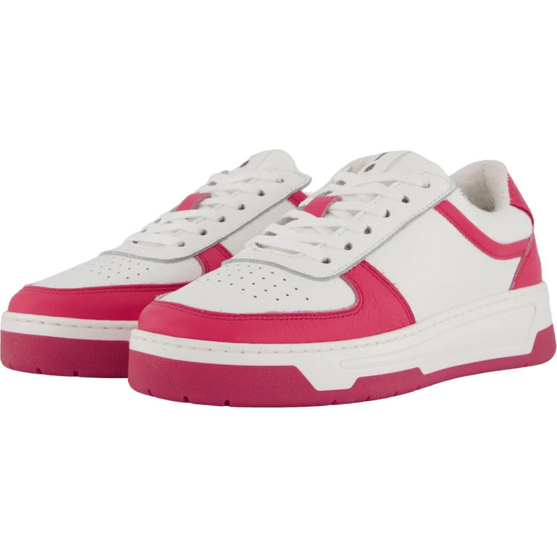 The Ella 2.0 White/fuxia Tumbled Leather