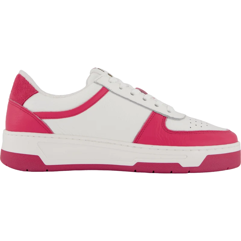 The Ella 2.0 White/fuxia Tumbled Leather
