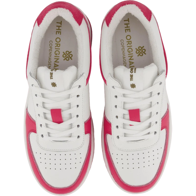 The Ella 2.0 White/fuxia Tumbled Leather