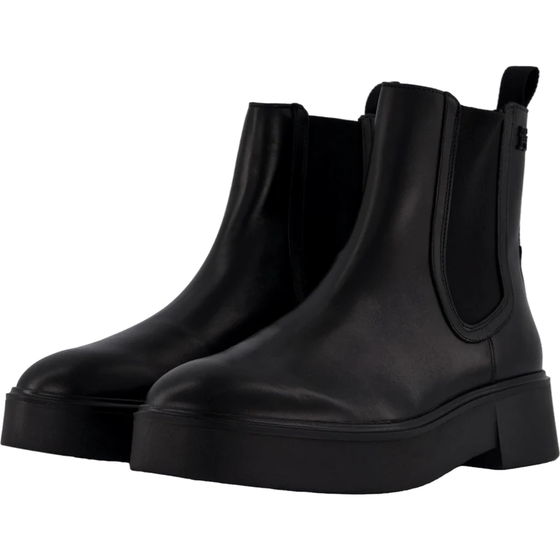 Minimal Leather Chelsea Logota Black