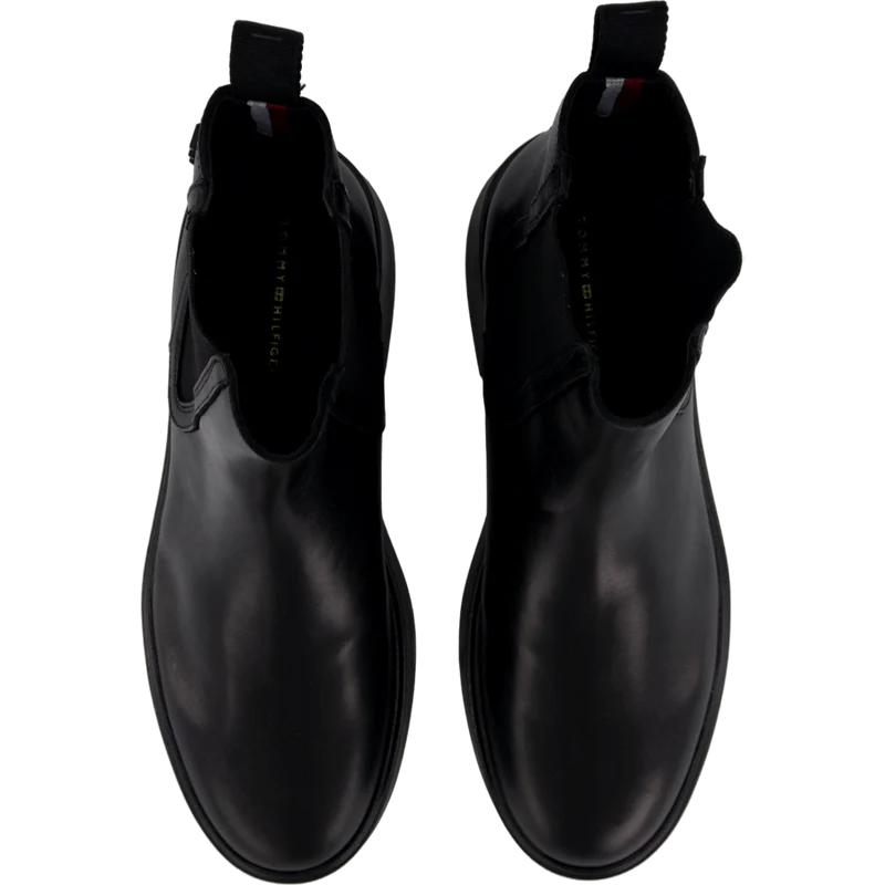 Minimal Leather Chelsea Logota Black