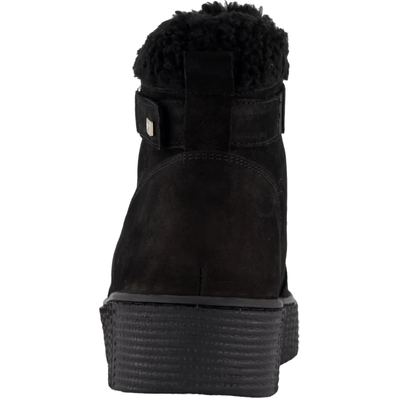 Faux Fur Nubuck Low Lace-up Black