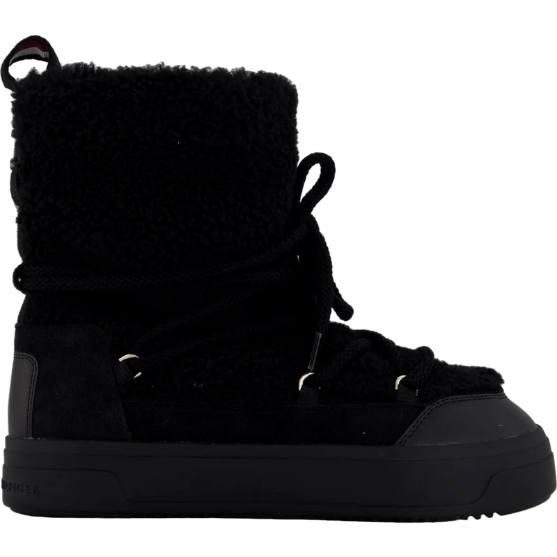Lace-up Faux Shearling Snowboo Black