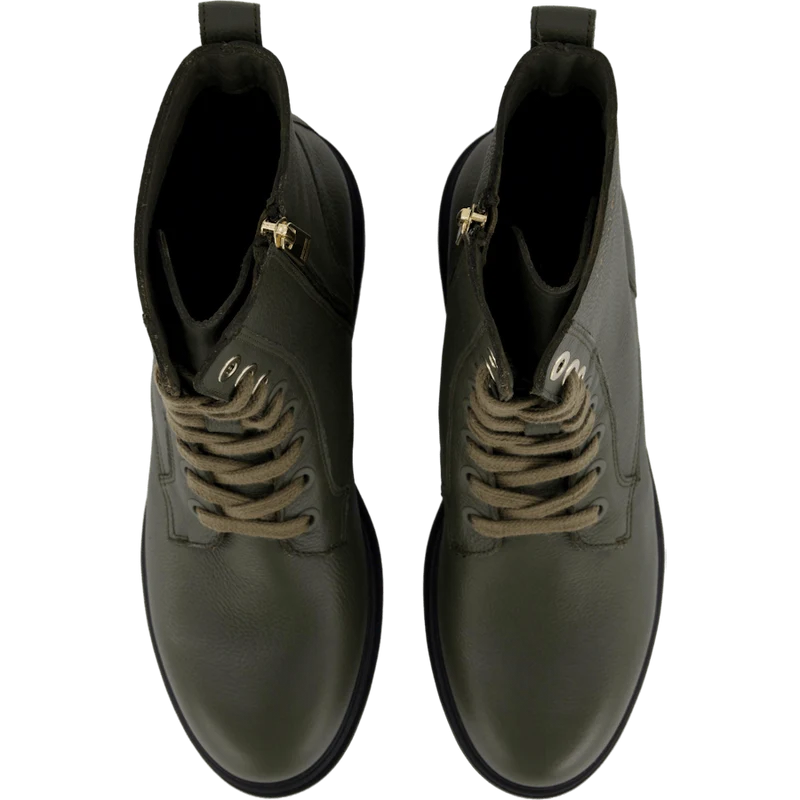 Bicolor Leather Lace-up Army Green