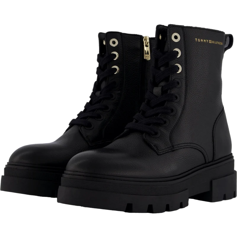 Bicolor Leather Lace-up Black