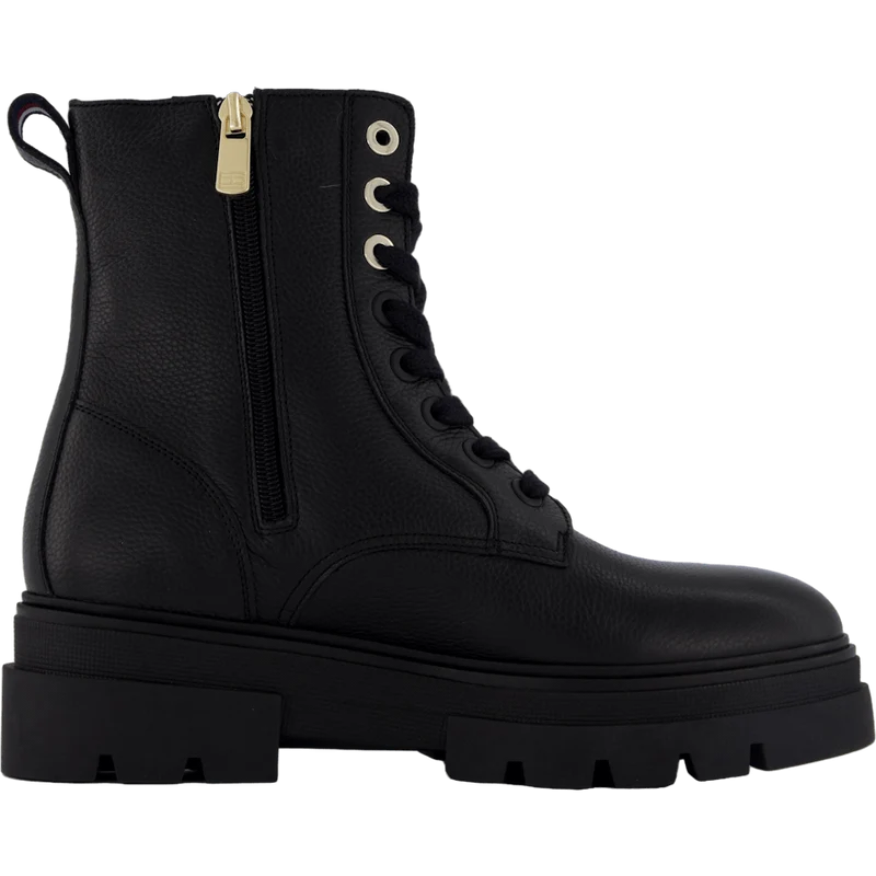 Bicolor Leather Lace-up Black