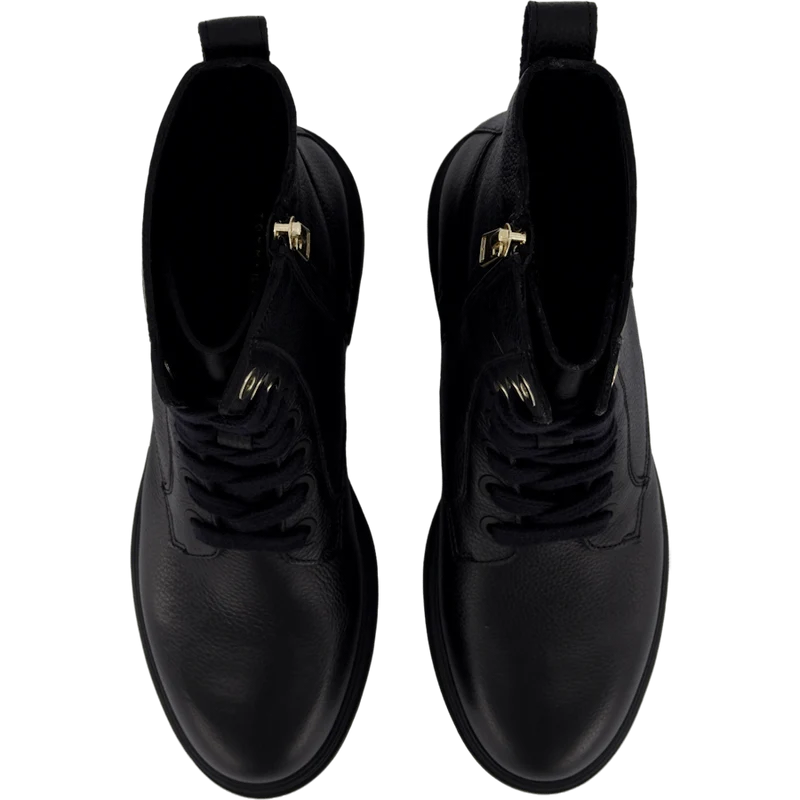 Bicolor Leather Lace-up Black