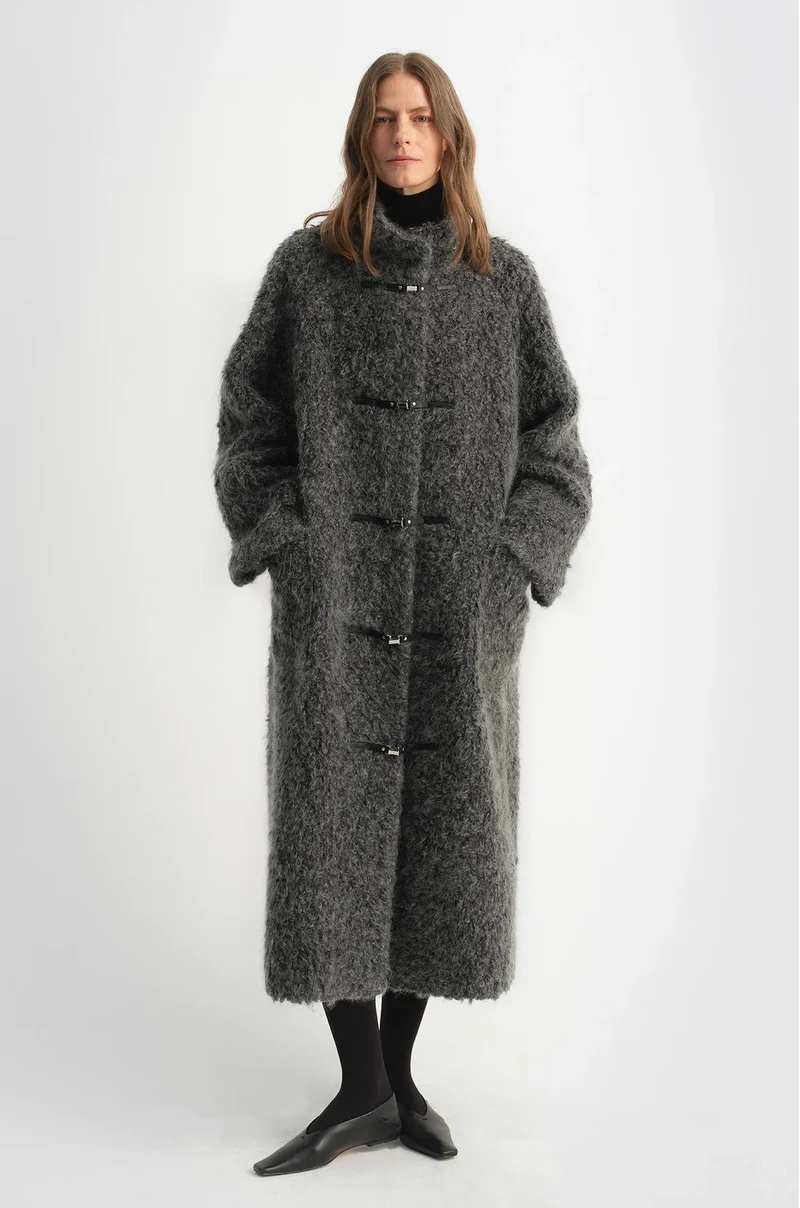 Circle Long Fur Toggle Coat for Women