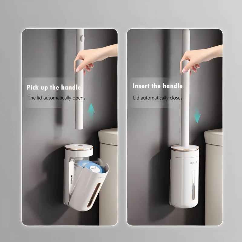 Wall Mounted Disposable Toilet Brush Set
