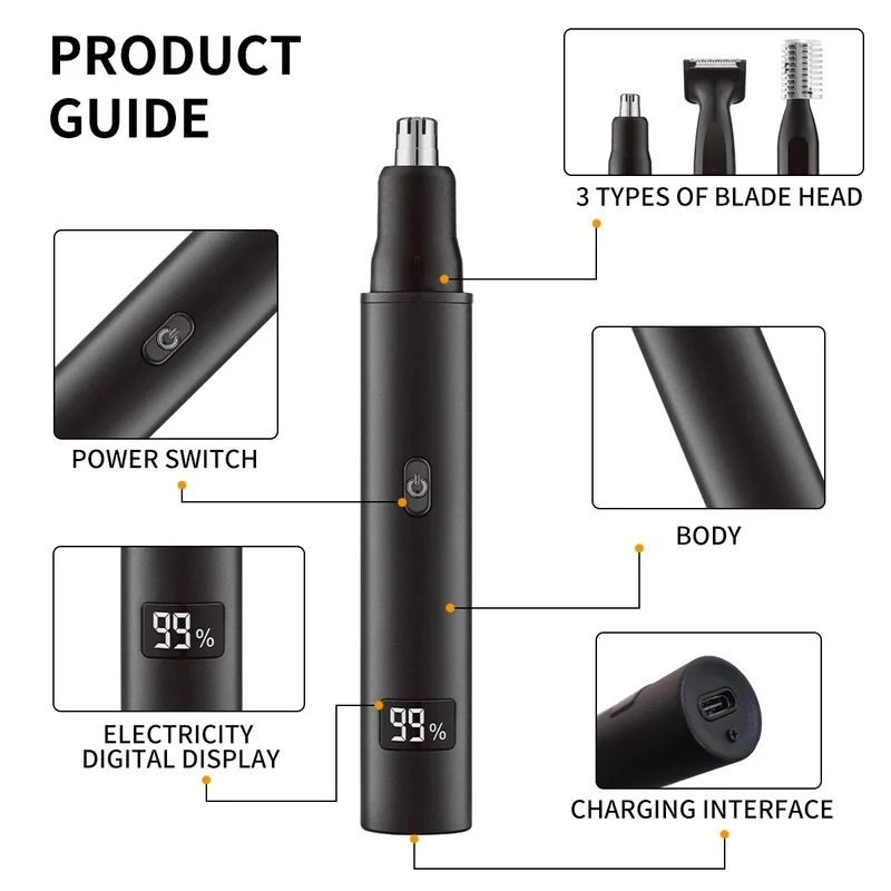 3 in 1 Rechargeable Nose and Eyebrow Trimmer