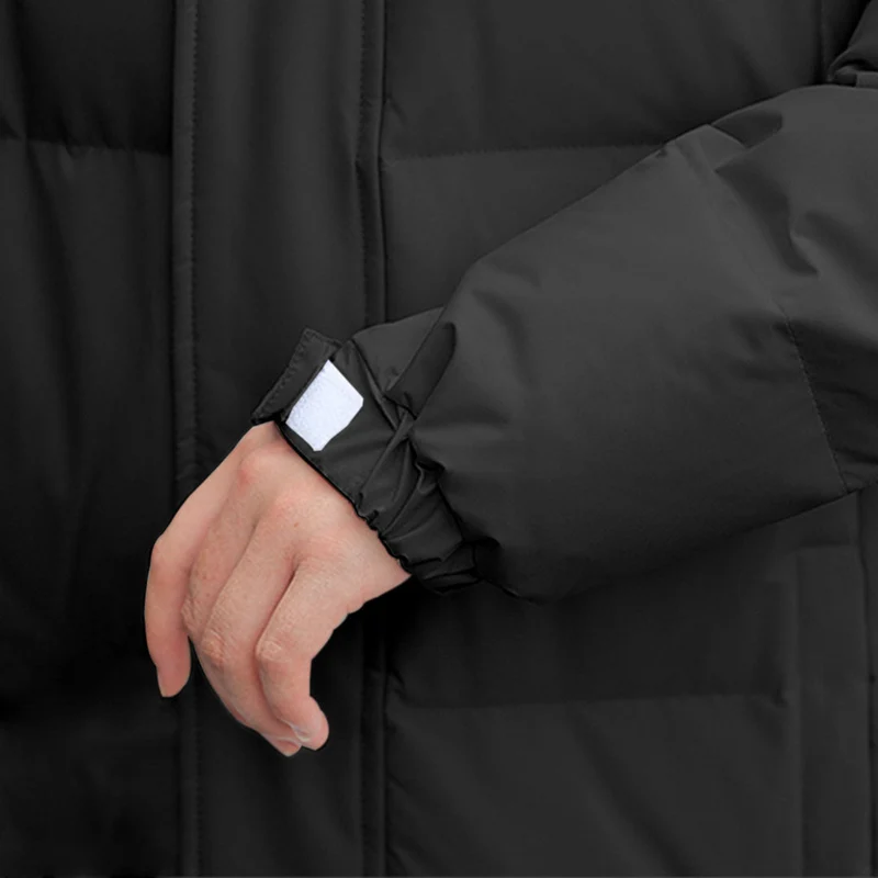 Black Large Winter Hooded Overcoat Long Jacket Stylish Lightweight Quilted Warm Puffer Coat