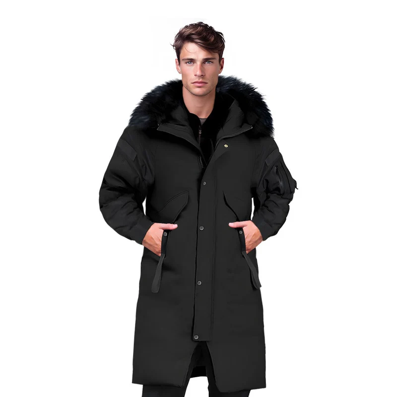Black 2XL Winter Fur Hooded Thick Overcoat Jacket Stylish Lightweight Quilted Warm Puffer Coat