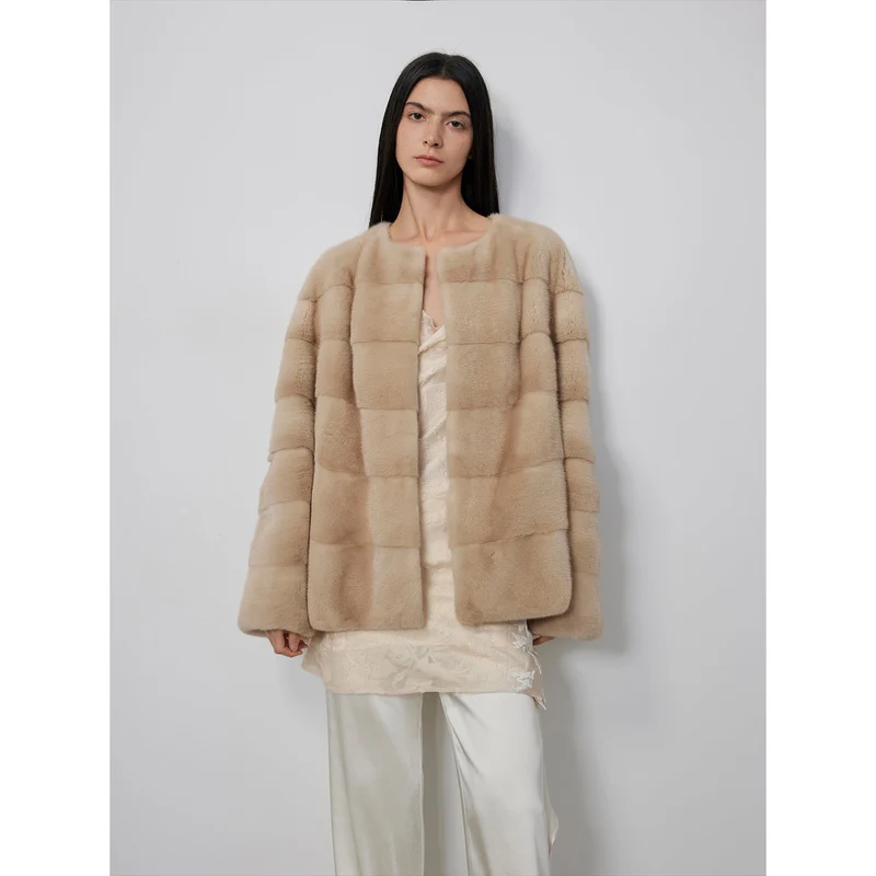 Vintage Clock Velvet Mink Fur Coat Winter