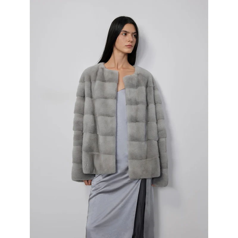 Vintage Clock Velvet Mink Fur Coat Winter