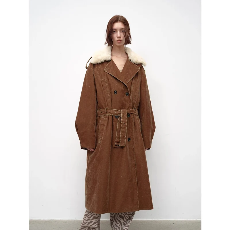 "Windbreaker and Winter" Detachable Wool Lapel Long Windbreaker Parka White Goose Down Down Jacket Winter