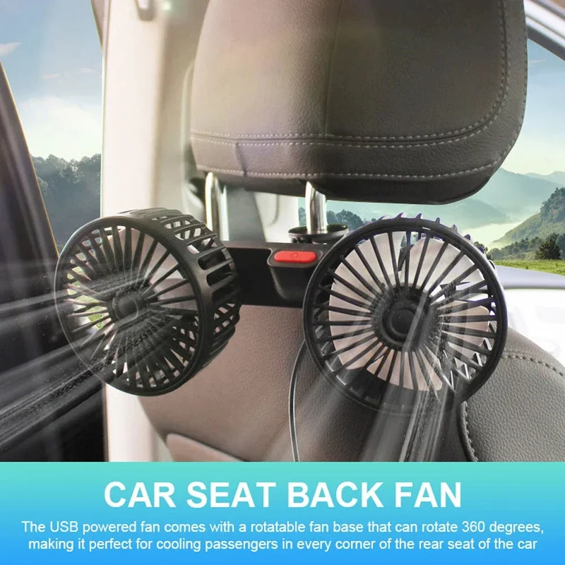 Dual-Head Fan for Car Seats