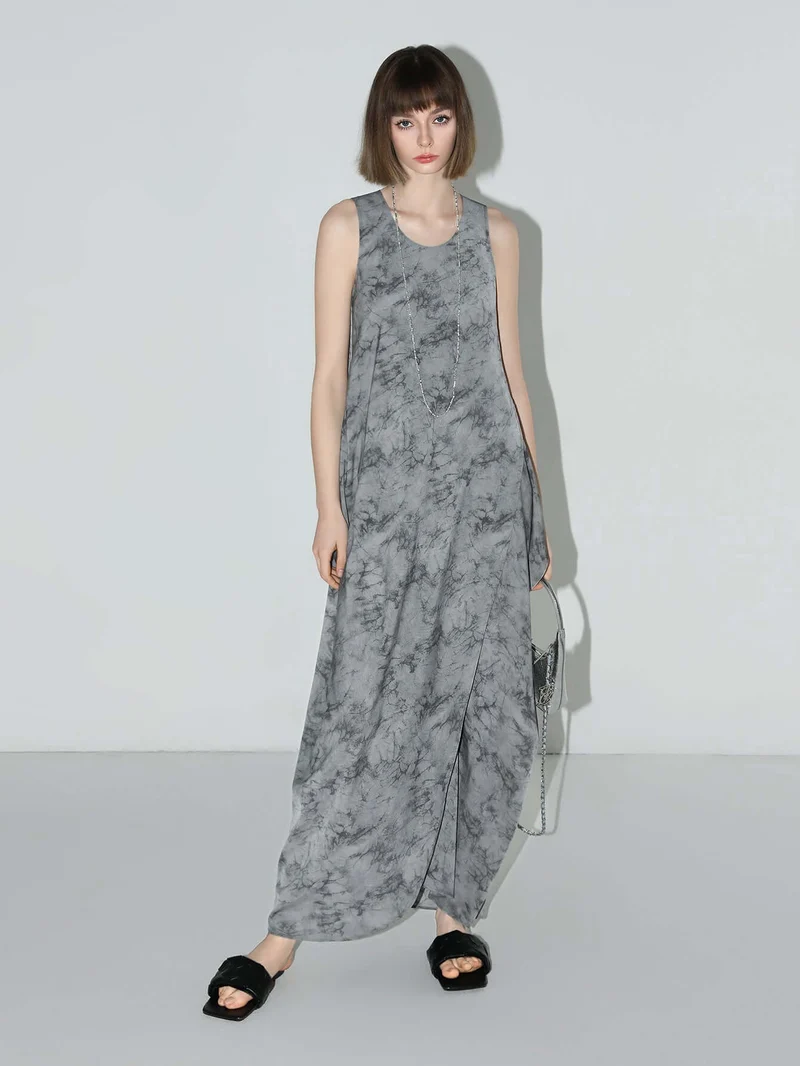 Serene Zen Tie-Dye Print Tank Dress