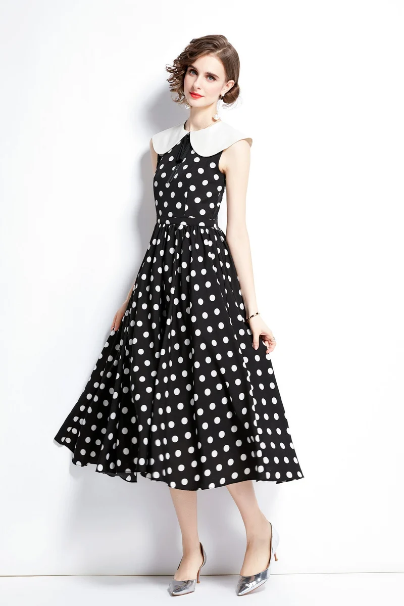 Peter Pan Collar Vintage Polka Dot Midi Dress