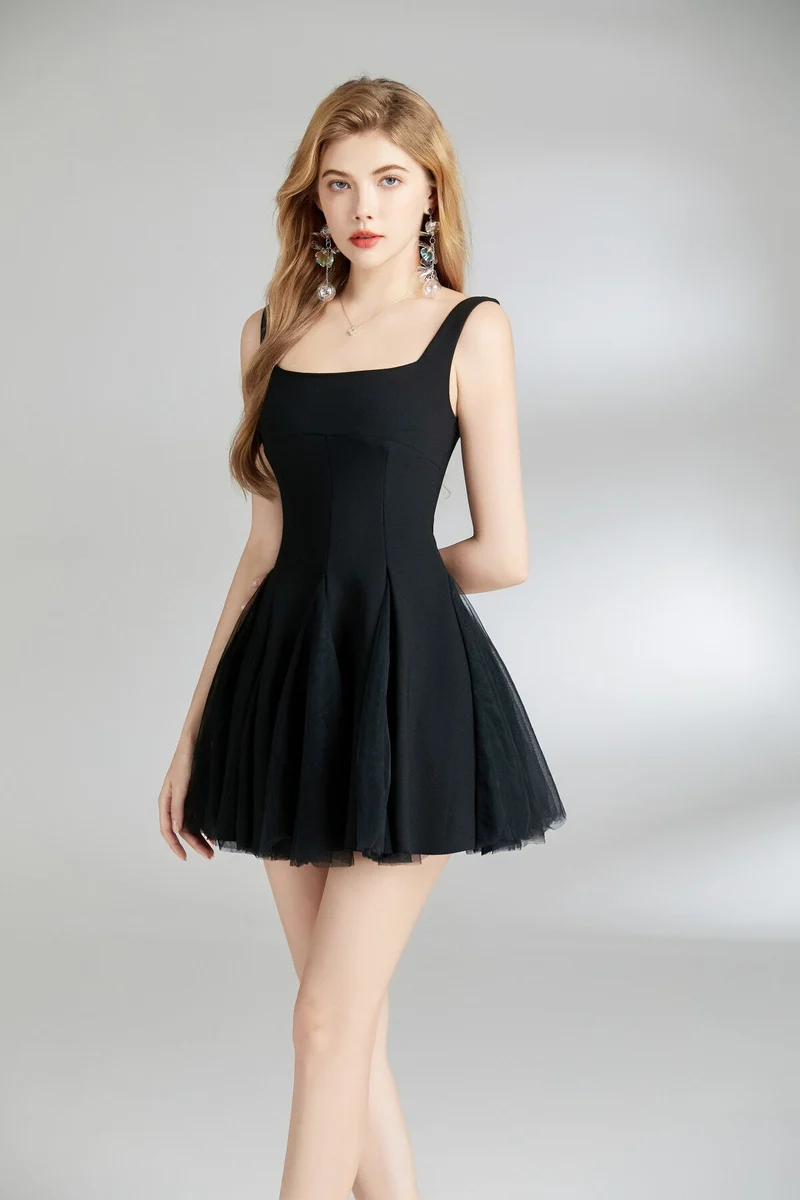 Adelina Fairy Thick Strap Pleated Maxi Dress