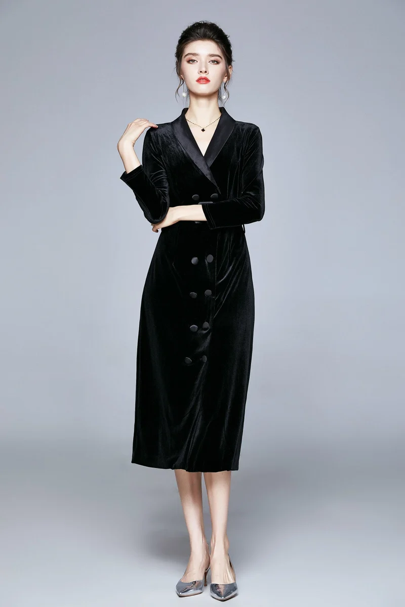 Seductive French Velvet Coat Dress