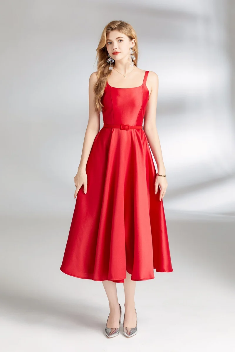 Audrey Hepburn Spaghetti Strap Flare Dress