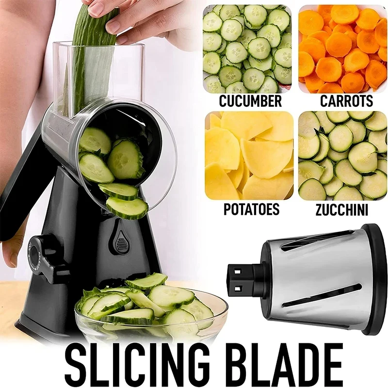 3-in-1 Rotary Cheese Grater & Vegetable Slicer