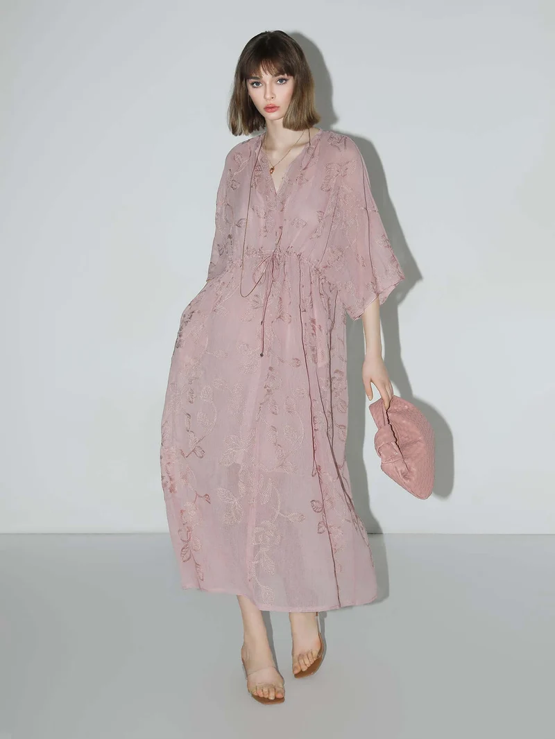 Intricate Glitter Embroidered Two-Piece Dress