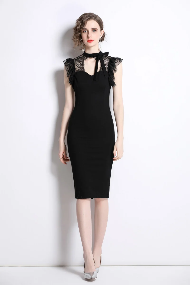 Black Lace Bodycon Sexy Roman Dress