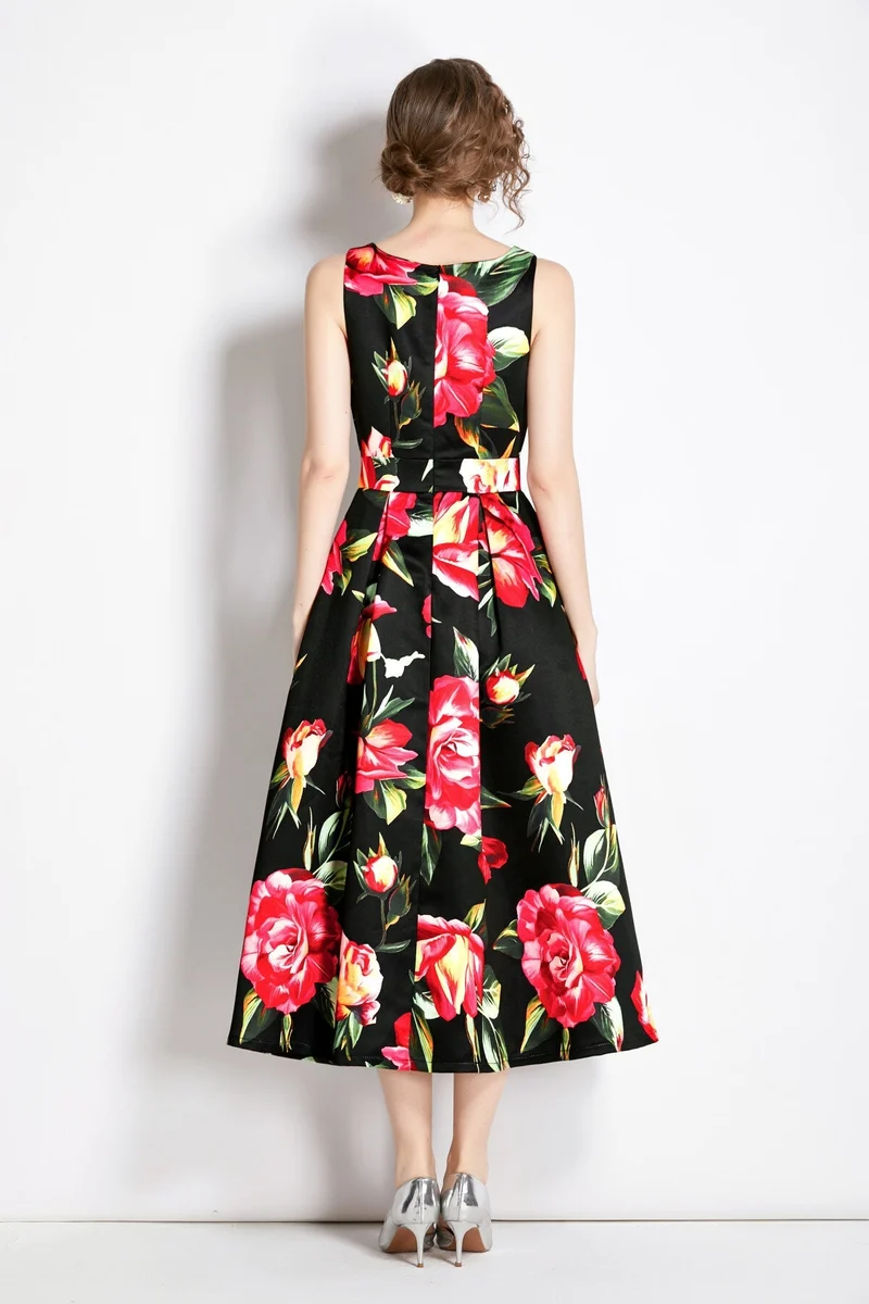 Sleeveless Structured Tailoring High Waisted Dress